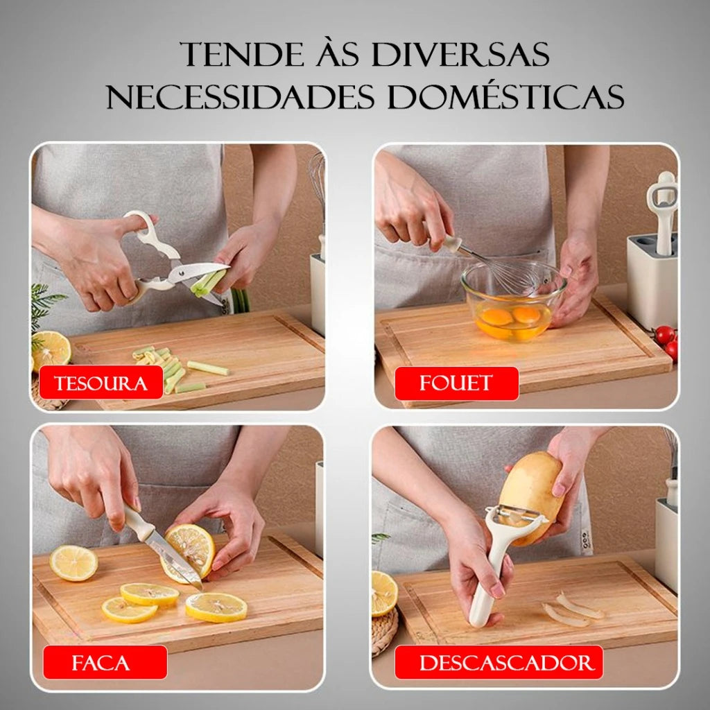 Conjunto de utensílios de cozinha em aço inoxidável - Frutas e Legumes